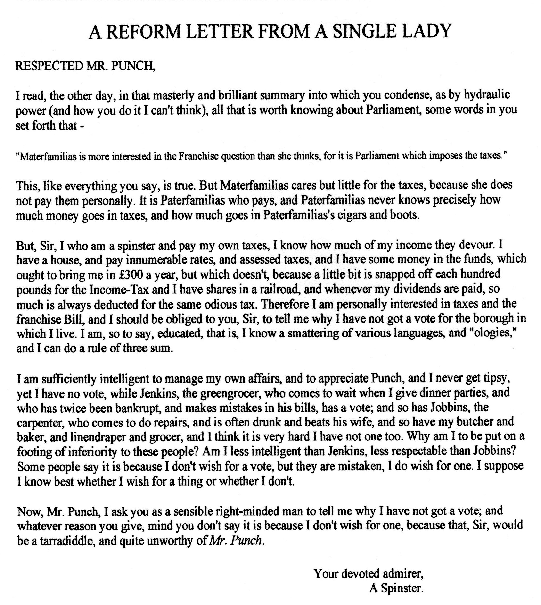 A Reform Letter